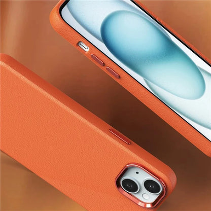 For iPhone 14 Plus Case Anti-Scratch PC+PU Leather Phone Cover Compatible with MagSafe