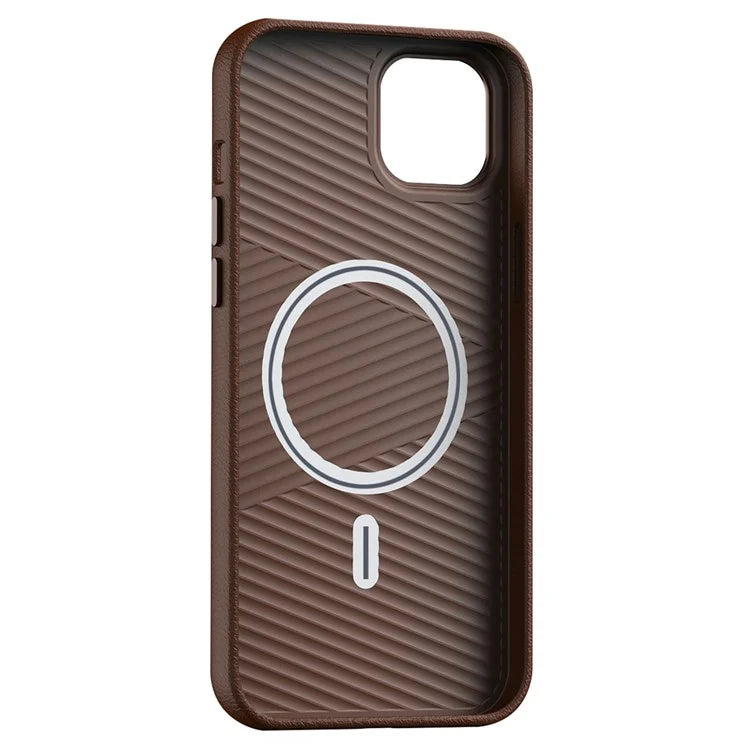 For iPhone 14 Plus Case Anti-Scratch PC+PU Leather Phone Cover Compatible with MagSafe