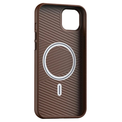 For iPhone 14 Plus Case Anti-Scratch PC+PU Leather Phone Cover Compatible with MagSafe
