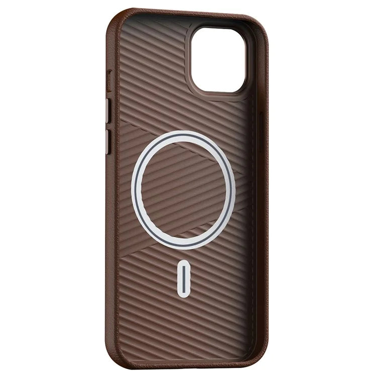 For iPhone 15 Plus Case PC+PU Leather Anti-Drop Phone Cover Compatible with MagSafe