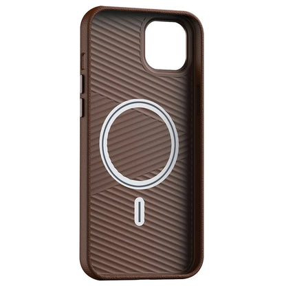 For iPhone 15 Plus Case PC+PU Leather Anti-Drop Phone Cover Compatible with MagSafe
