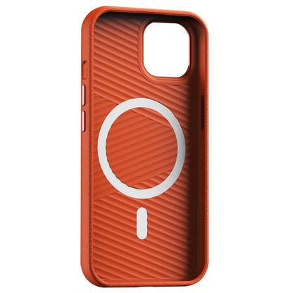 For iPhone 15 Case Metal Lens Frame PC+PU Leather Phone Cover Compatible with MagSafe