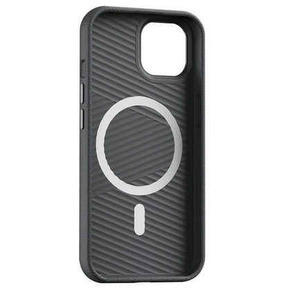 For iPhone 15 Case Metal Lens Frame PC+PU Leather Phone Cover Compatible with MagSafe