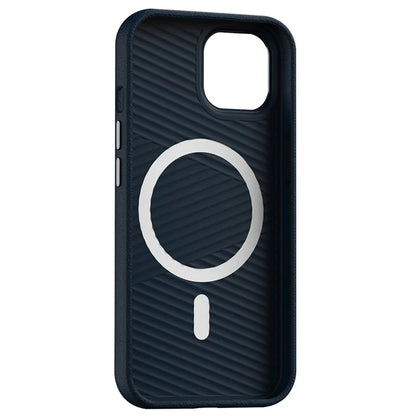 For iPhone 15 Case Metal Lens Frame PC+PU Leather Phone Cover Compatible with MagSafe