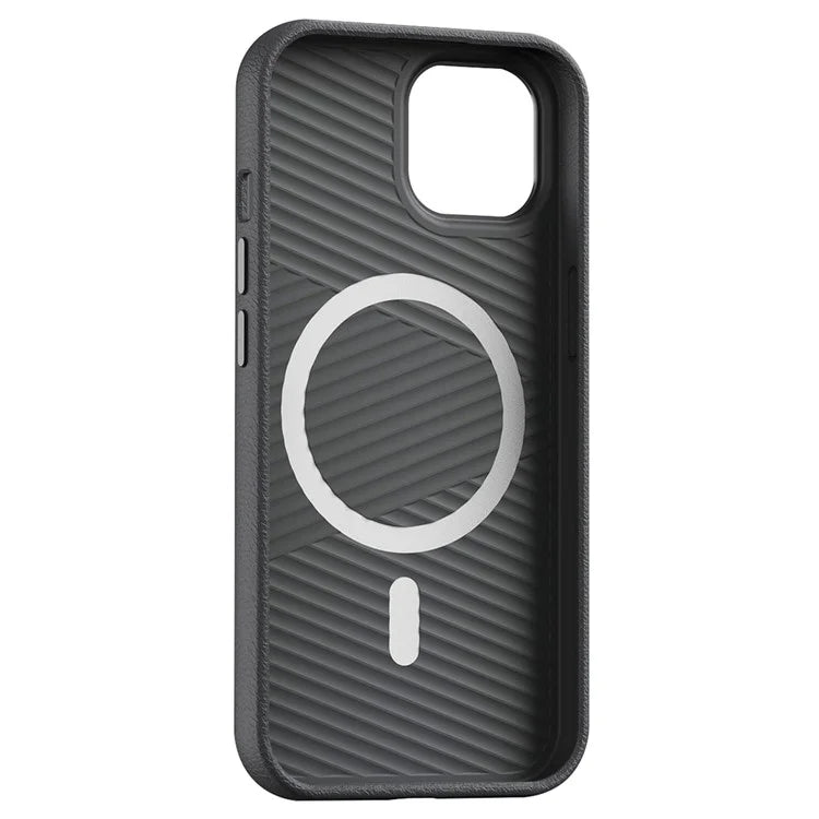 For iPhone 14 Case Compatible with Magsafe PU Leather Back Cover with Metal Lens Frame