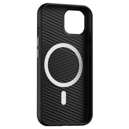 For iPhone 14 Case Compatible with Magsafe PU Leather Back Cover with Metal Lens Frame