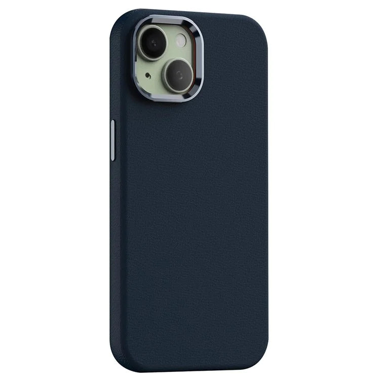 For iPhone 14 Case Compatible with Magsafe PU Leather Back Cover with Metal Lens Frame