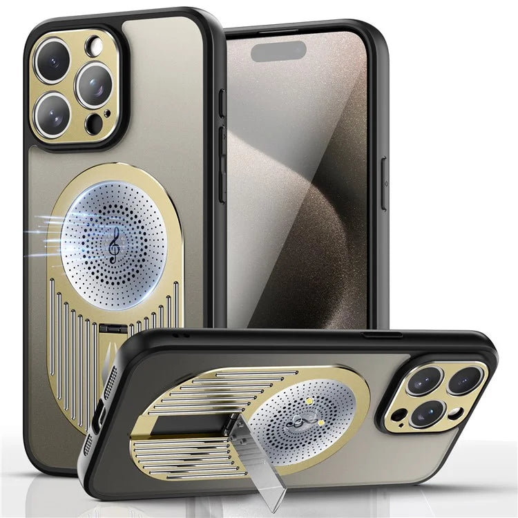 For iPhone 15 Pro Case Kickstand Silicone+PC Phone Case Graphene Heat Dissipation
