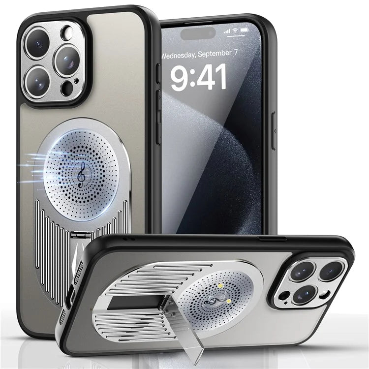 For iPhone 14 Pro Kickstand Case Graphene Heat Dissipation Silicone+PC Phone Case