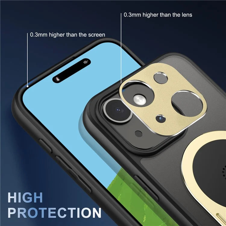 For iPhone 15 Case Kickstand Silicone+PC Phone Case Graphene Heat Dissipation