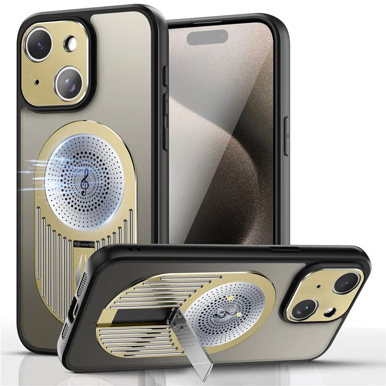 For iPhone 13 Graphene Heat Dissipation Case Silicone+PC Kickstand Phone Cover
