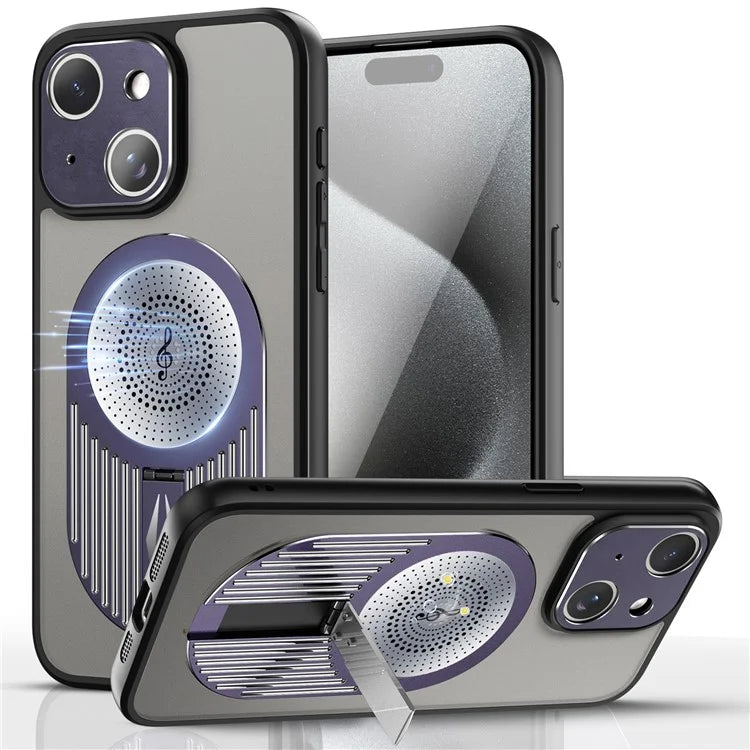 For iPhone 13 Graphene Heat Dissipation Case Silicone+PC Kickstand Phone Cover