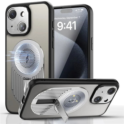 For iPhone 13 Graphene Heat Dissipation Case Silicone+PC Kickstand Phone Cover