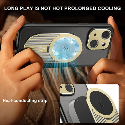For iPhone 13 Graphene Heat Dissipation Case Silicone+PC Kickstand Phone Cover