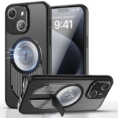 For iPhone 13 Graphene Heat Dissipation Case Silicone+PC Kickstand Phone Cover