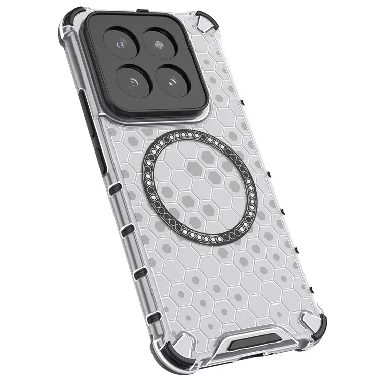 For Xiaomi 14 Pro Magnetic Case Honeycomb TPU+PC Phone Cover with Reinforced Corners