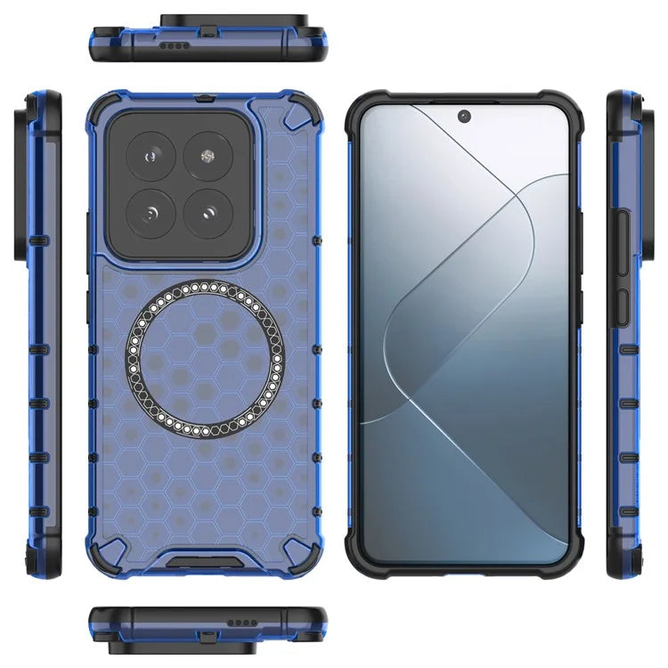 For Xiaomi 14 Pro Magnetic Case Honeycomb TPU+PC Phone Cover with Reinforced Corners