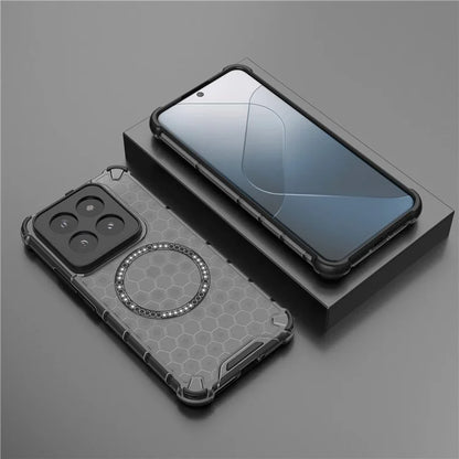 For Xiaomi 14 Pro Magnetic Case Honeycomb TPU+PC Phone Cover with Reinforced Corners