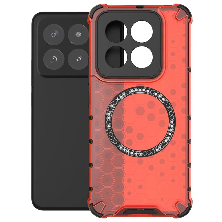 For Xiaomi 14 Pro Magnetic Case Honeycomb TPU+PC Phone Cover with Reinforced Corners