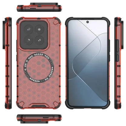 For Xiaomi 14 Pro Magnetic Case Honeycomb TPU+PC Phone Cover with Reinforced Corners