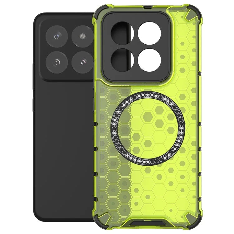 For Xiaomi 14 Pro Magnetic Case Honeycomb TPU+PC Phone Cover with Reinforced Corners