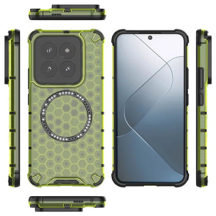For Xiaomi 14 Pro Magnetic Case Honeycomb TPU+PC Phone Cover with Reinforced Corners