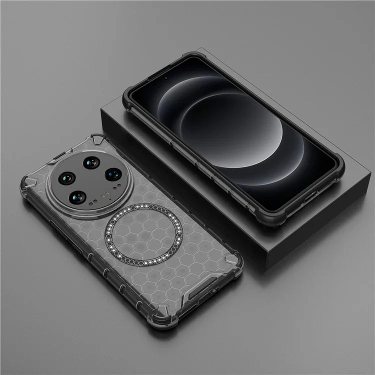 For Xiaomi 14 Ultra Magnetic Case Honeycomb Reinforced Corners TPU+PC Phone Cover