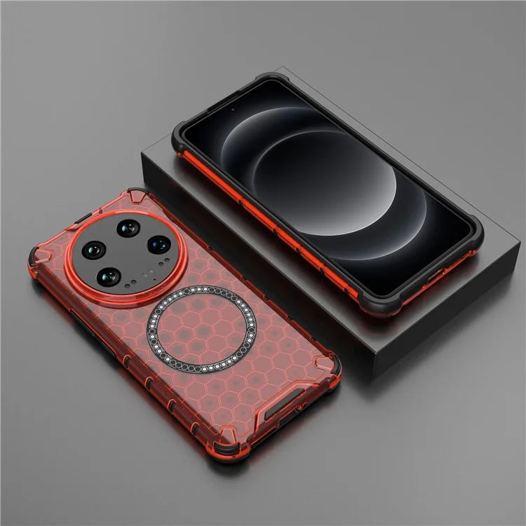For Xiaomi 14 Ultra Magnetic Case Honeycomb Reinforced Corners TPU+PC Phone Cover