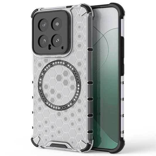 For Xiaomi 14 Case Compatible with MagSafe Translucent Honeycomb TPU+PC Phone Cover