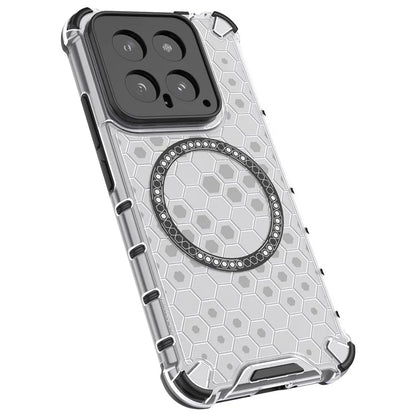 For Xiaomi 14 Case Compatible with MagSafe Translucent Honeycomb TPU+PC Phone Cover
