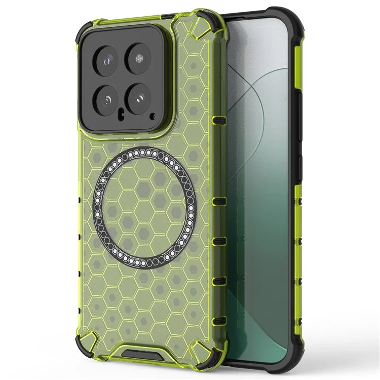 For Xiaomi 14 Case Compatible with MagSafe Translucent Honeycomb TPU+PC Phone Cover
