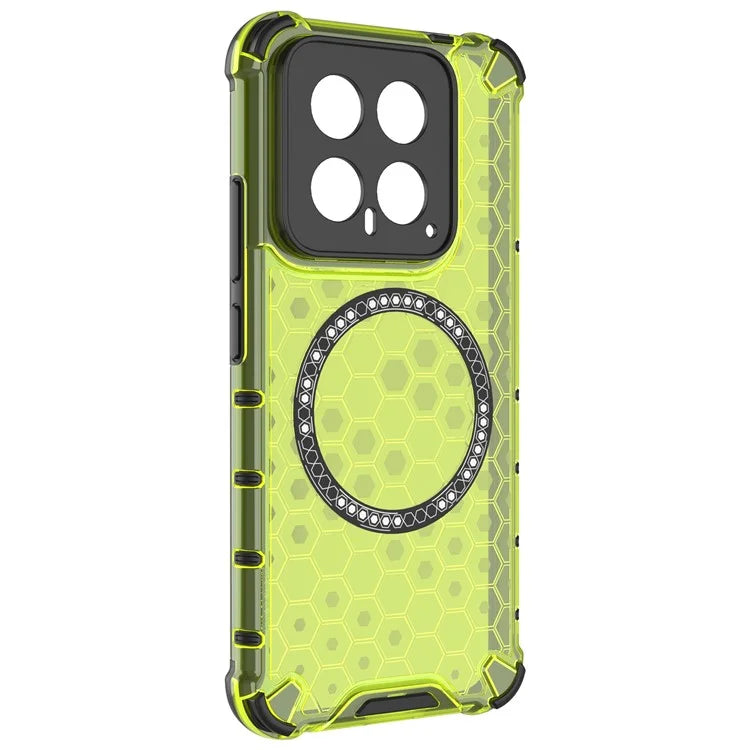 For Xiaomi 14 Case Compatible with MagSafe Translucent Honeycomb TPU+PC Phone Cover