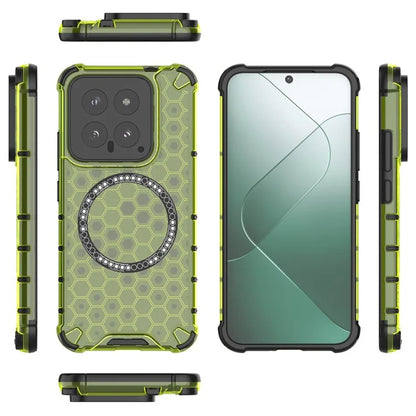 For Xiaomi 14 Case Compatible with MagSafe Translucent Honeycomb TPU+PC Phone Cover