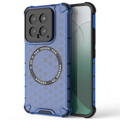 For Xiaomi 14 Case Compatible with MagSafe Translucent Honeycomb TPU+PC Phone Cover