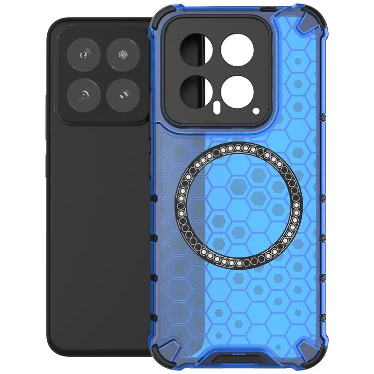 For Xiaomi 14 Case Compatible with MagSafe Translucent Honeycomb TPU+PC Phone Cover