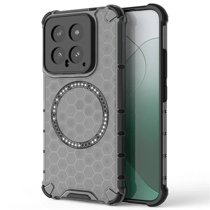 For Xiaomi 14 Case Compatible with MagSafe Translucent Honeycomb TPU+PC Phone Cover