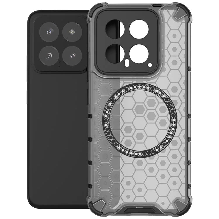 For Xiaomi 14 Case Compatible with MagSafe Translucent Honeycomb TPU+PC Phone Cover