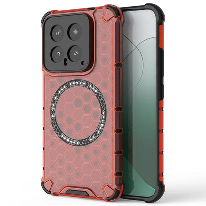 For Xiaomi 14 Case Compatible with MagSafe Translucent Honeycomb TPU+PC Phone Cover
