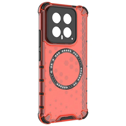 For Xiaomi 14 Case Compatible with MagSafe Translucent Honeycomb TPU+PC Phone Cover