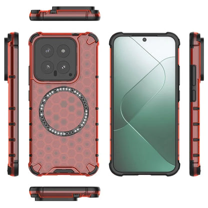 For Xiaomi 14 Case Compatible with MagSafe Translucent Honeycomb TPU+PC Phone Cover