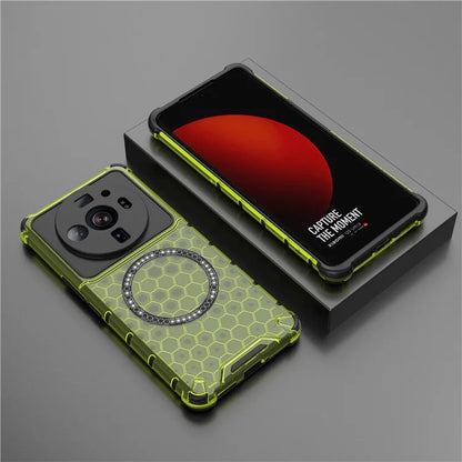 For Xiaomi 12S Ultra 5G Magnetic Case Shockproof Honeycomb TPU+PC Phone Cover
