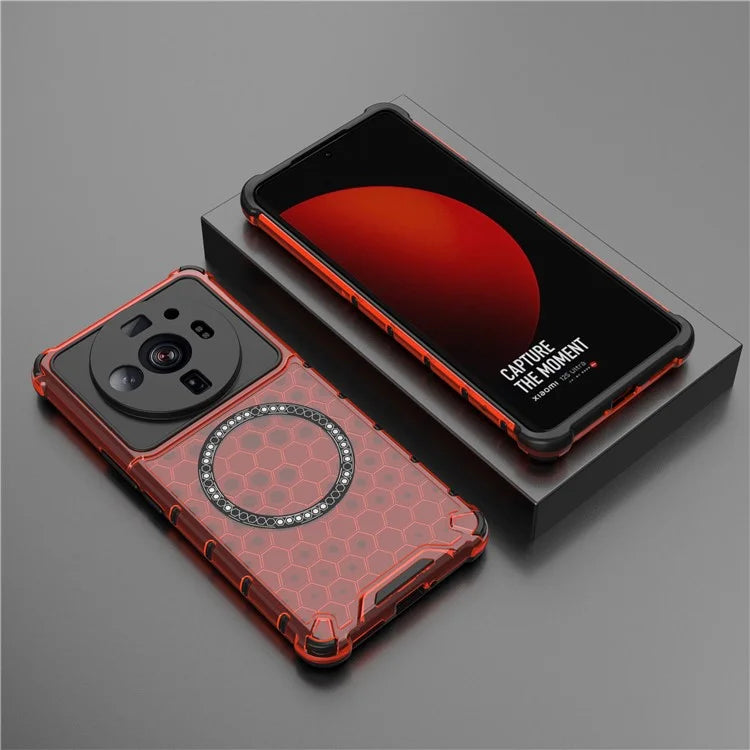 For Xiaomi 12S Ultra 5G Magnetic Case Shockproof Honeycomb TPU+PC Phone Cover
