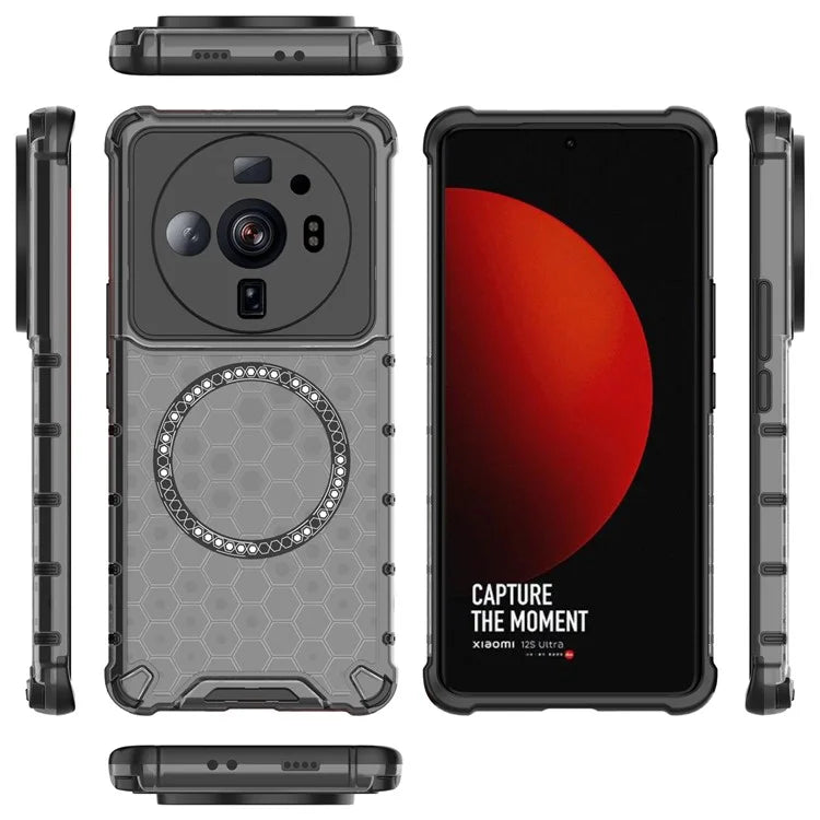 For Xiaomi 12S Ultra 5G Magnetic Case Shockproof Honeycomb TPU+PC Phone Cover