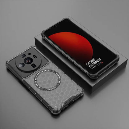 For Xiaomi 12S Ultra 5G Magnetic Case Shockproof Honeycomb TPU+PC Phone Cover