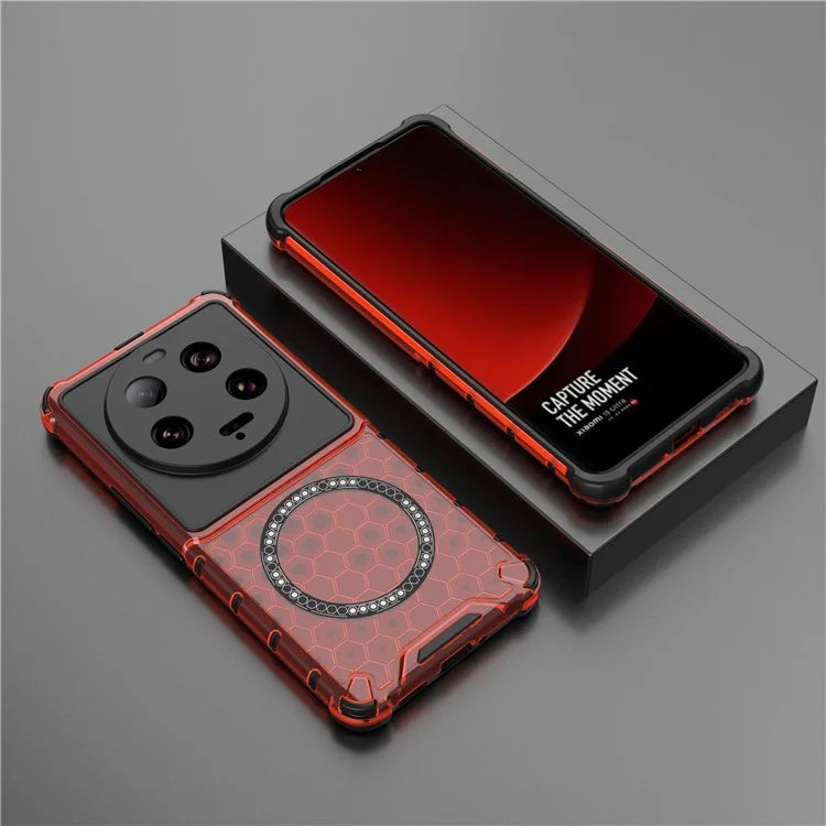For Xiaomi 13 Ultra Magnetic Case TPU+PC Phone Cover Honeycomb Anti-Drop