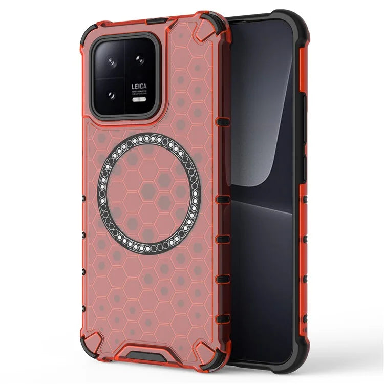 For Xiaomi 13 Case Honeycomb TPU+PC Phone Cover Compatible with MagSafe