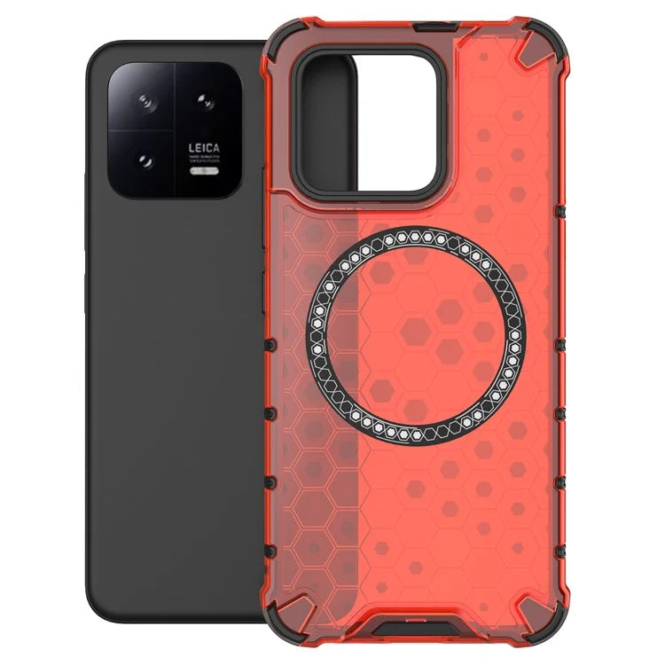 For Xiaomi 13 Case Honeycomb TPU+PC Phone Cover Compatible with MagSafe