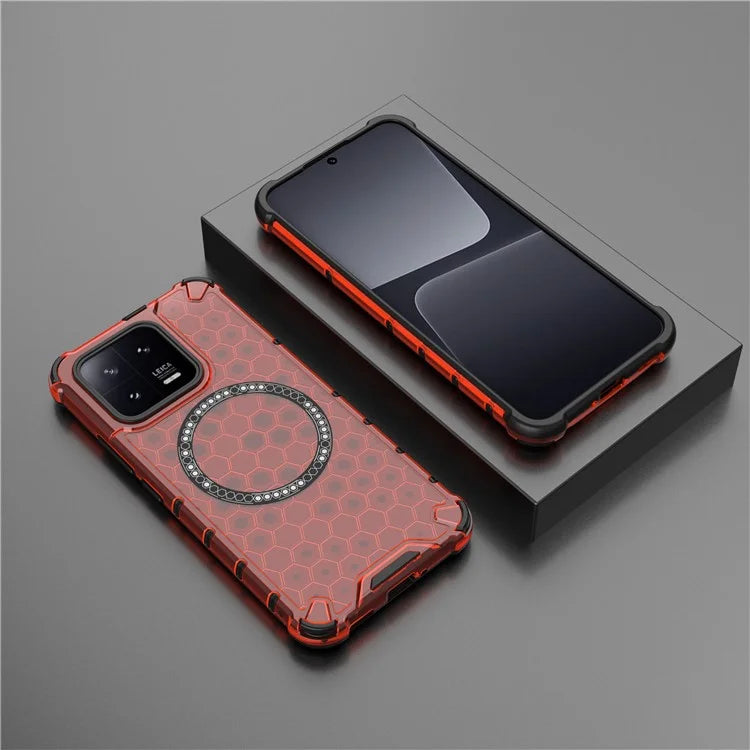 For Xiaomi 13 Case Honeycomb TPU+PC Phone Cover Compatible with MagSafe