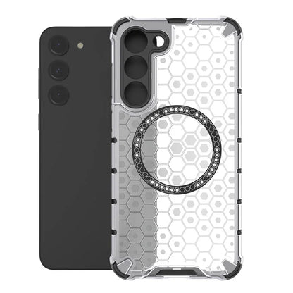For Samsung Galaxy S23 Cell Phone Case Honeycomb TPU+PC Phone Cover Compatible with MagSafe