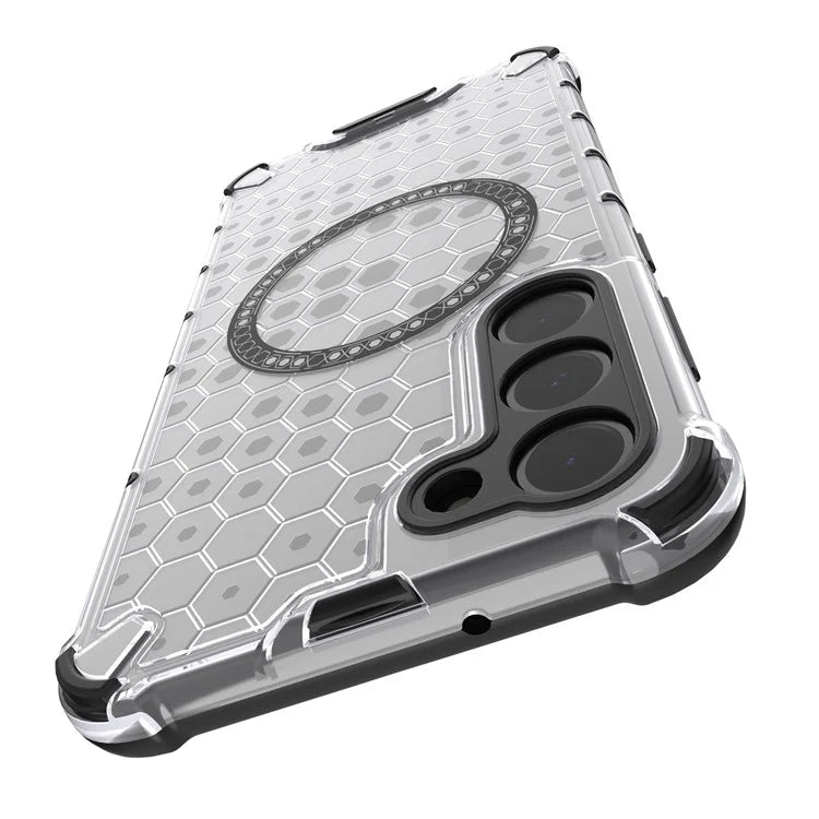 For Samsung Galaxy S23 Cell Phone Case Honeycomb TPU+PC Phone Cover Compatible with MagSafe